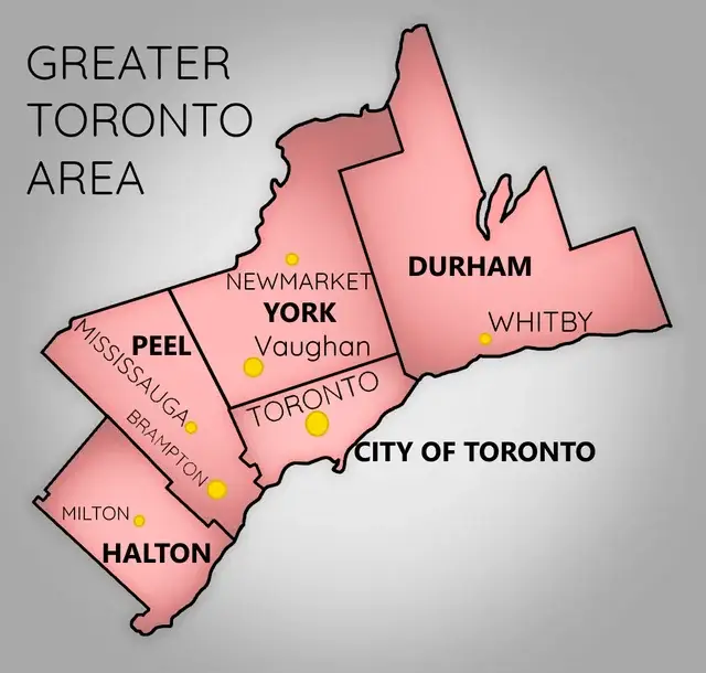 Map of Greater Toronto Area showing Flash Moving residential service area including Mississauga
